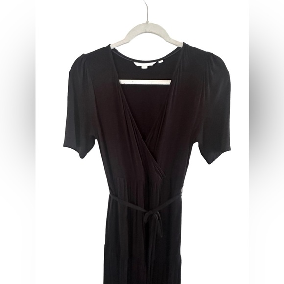 Boden Tiered Wrap Jersey Maxi Dress black short sleeve size 6 petite - Picture 7 of 13